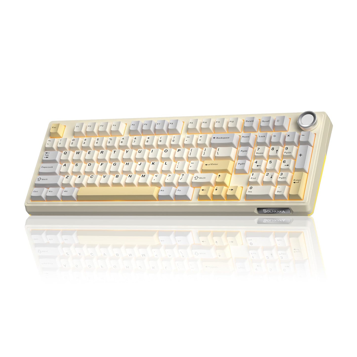 SOLAKAKA KI99 Pro 96% Wireless Mechanical Gaming Keyboard Creamy Keyboard with Number Pad Hot-Swappable Pre-Lubed Switches Gasket Structure RGB Keyboards for Gamer/PC/Laptop(Beige White)