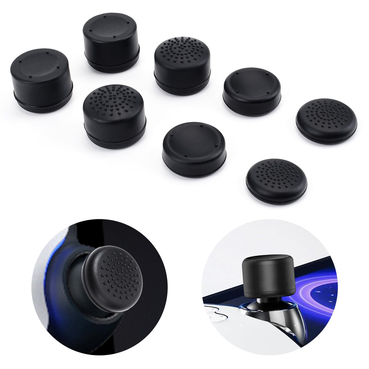 DLseego Thumb Grips Caps for PlayStation Portal Full Protection Anti-Slip & Anti-Scratch Anti-Fingerprint Protective Cover 8 Thumb Stick Caps for PlayStation Portal Remote Player - Black