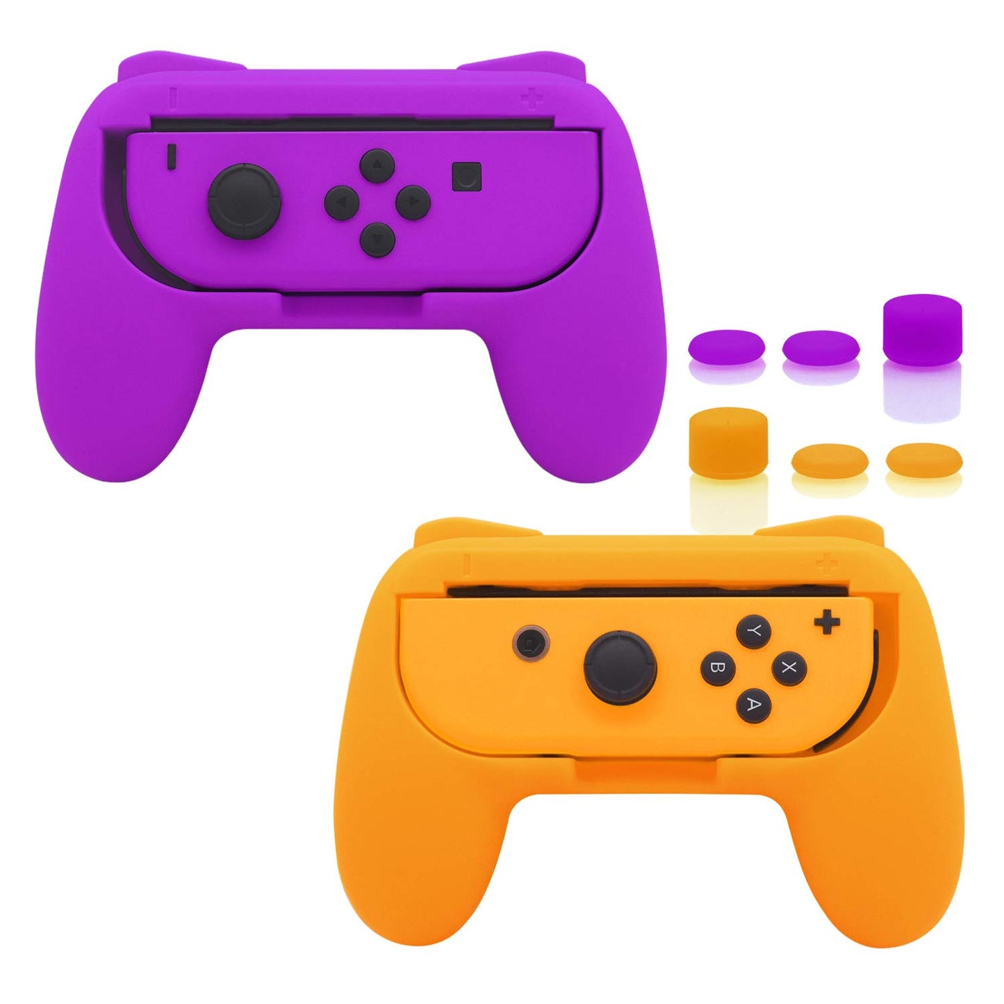 FASTSNAIL Grips Compatible with Nintendo Switch for Joy Con & OLED Model for Joycon Wear-Resistant Handle Kit Compatible with Joy Cons Controllers 2 Pack(Orange and Purple)