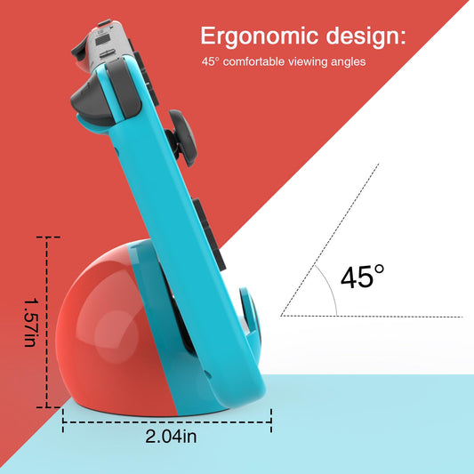 HEIYING Charging Dock for Nintendo Switch - Type C Stand Station, Neon Blue & Red, Model HY01, Silicone Material
