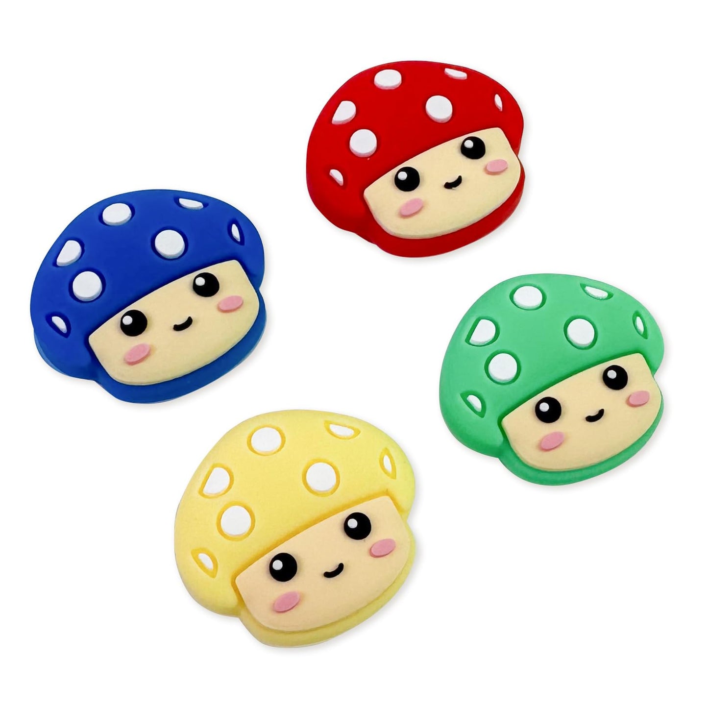 Flyingmage Switch Joycon Thumb Grips Caps 4 PCS Cute Kawaii 3D Silicone Analog Thumbstick Button Cover Compatible with Nintendo Switch Lite/OLED Joystick Caps (Multicolor Mushroom)