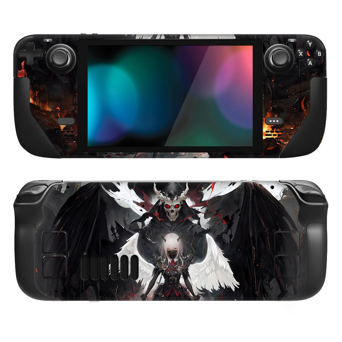 PlayVital Full Set Protective Skin Decal for Steam Deck LCD Custom Stickers Vinyl Cover for Steam Deck OLED - Darkness Angel