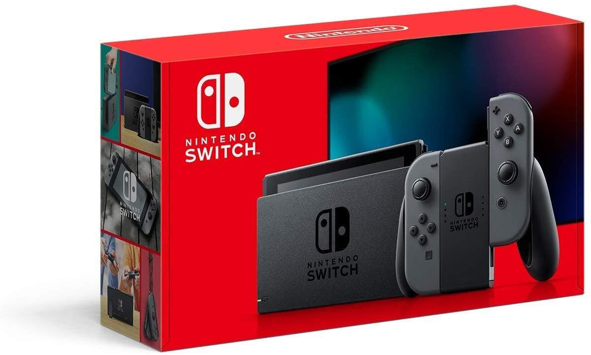 Nintendo Switch V2 Game Console - Black (HAC-001(-01) w/ OEM Gray Joy Cons (refurbished)