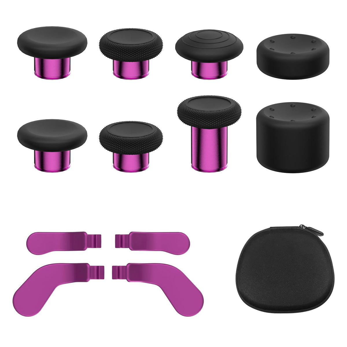 KD.FLY 13-in-1 Metal Thumbsticks Replacement Kits for Xbox fine design Series 2 - Includes Magnetic Joysticks Paddles Silicone Caps Storage Bag Black&Rose