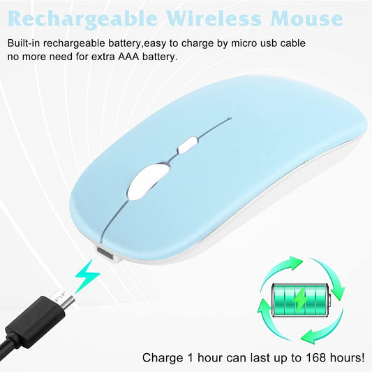UrbanX Bluetooth Rechargeable Mouse - Wireless Connectivity, Sky Blue, Model UXM030 for HP Stream 11 Pro G5, Laptop, PC, Mac, iPad Pro