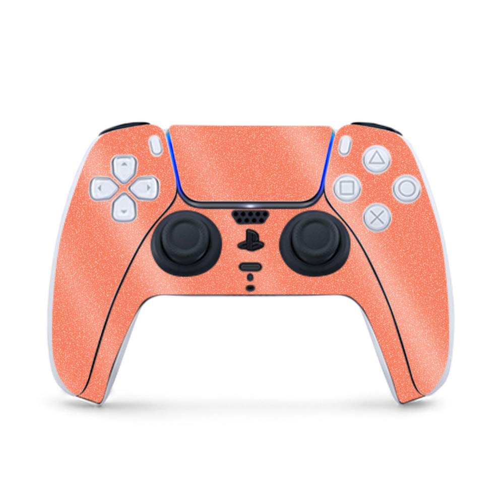 MightySkins Glossy Glitter Gaming Skin for PS5 / PlayStation 5 Controller - Solid Salmon | Durable High-Gloss Glitter Finish | Easy to Apply and Change Style | Made in The USA