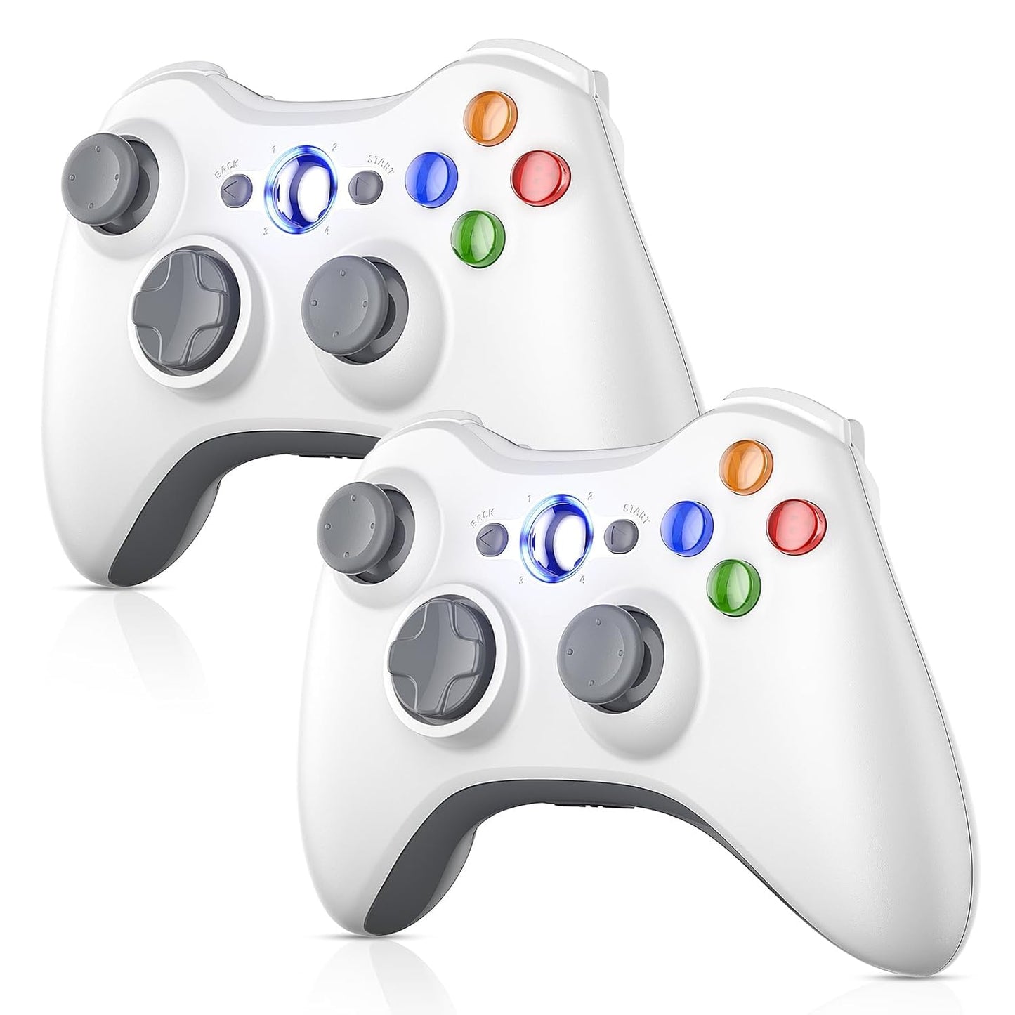 Nonbliep 2 Pack for Xbox 360 Controller Compatible with Xbox 360 & Slim/PC Windows 10/8/7 with Upgraded Joystick/Dual-Vibration/2.5mm headphone Jack for Xbox Controller Wireless White