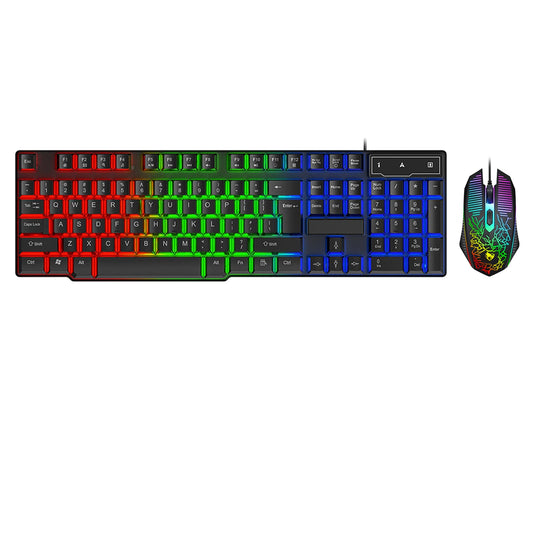 Guiheng 2 in 1 Gaming Keyboard and Mouse Set - Wired, LED Rainbow Backlight for PC, Xbox, PS4 - Black