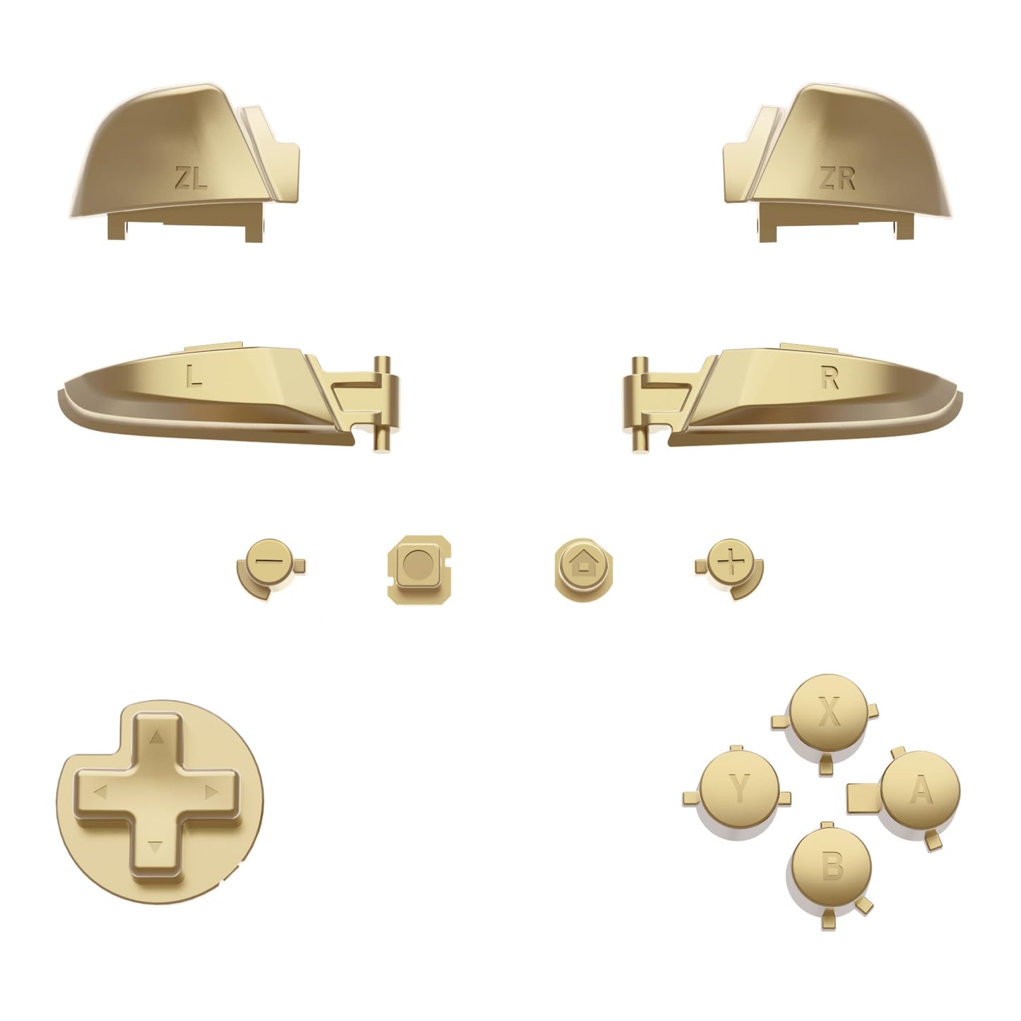 eXtremeRate Metallic Champagne Gold Repair ABXY D-pad ZR ZL L R Keys for Nintendo Switch Pro Controller DIY Replacement Full Set Buttons for Nintendo Switch Pro Controller - Controller NOT Included