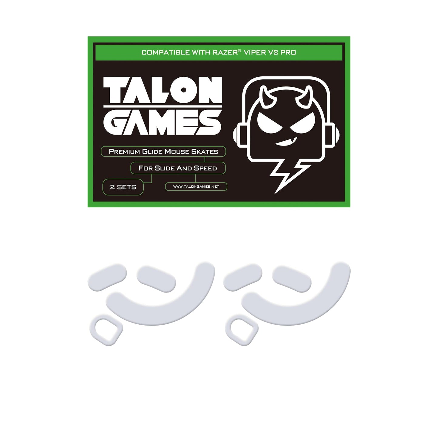 2Sets of TALONGAMES Rounded Curved Edges Mouse Feet Skates Compatible with Razer Viper V2 Pro Wireless Gaming Mouse Feet Replacement 0.8mm Pure PTFE Material with Super Smooth Glide Pads