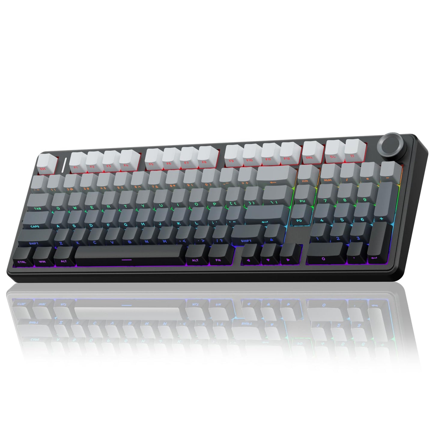 AULA F99 Pro Wireless Mechanical Keyboard with Knob Gasket Structure Tri-Mode BT5.0/USB-C/2.4GHz Hot Swappable Keyboard Creamy Sound RGB Backlit PBT Keycaps Computer Gaming Keyboards