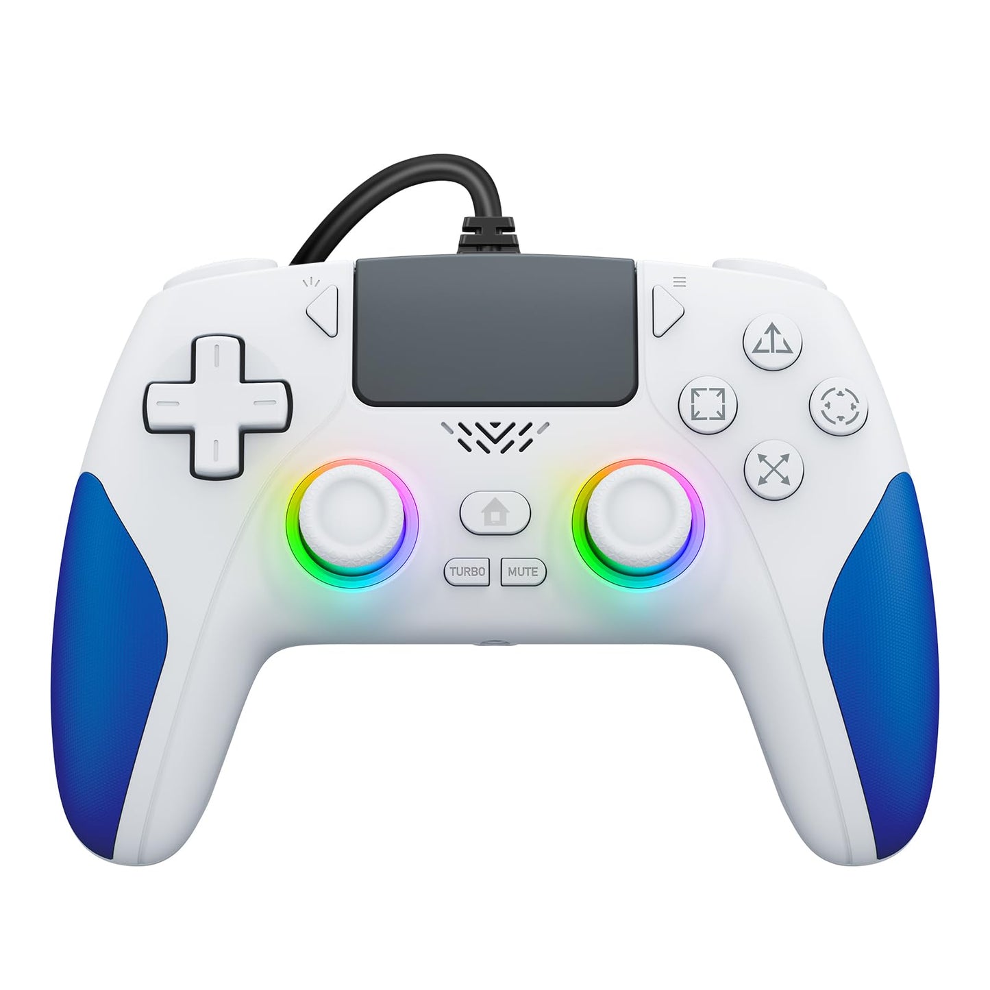 IWGAME Wired Controller for PS-5/PC Gaming Controller with Dual Vibration Programmable/Remap/Turbo/RGB Light 3.5MM Headphone Jack