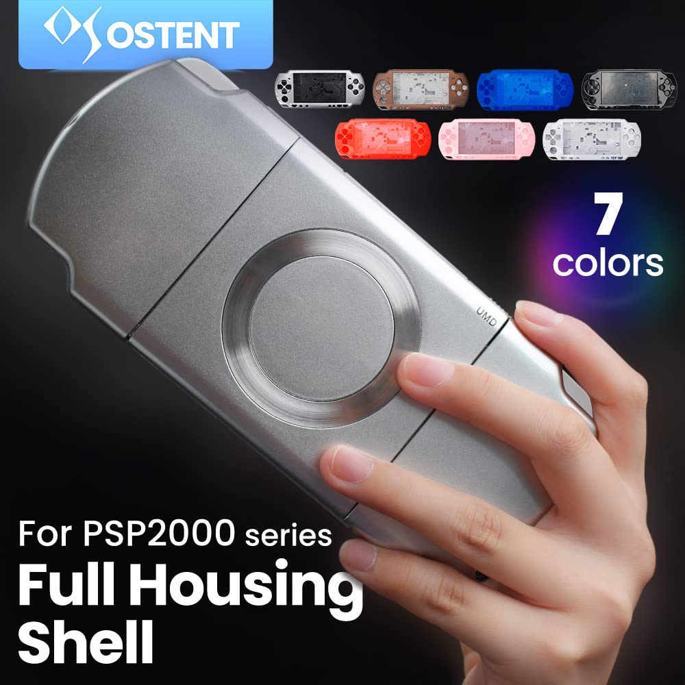 OSTENT Full Housing Shell Faceplate Case for Sony PSP 2000 - Silver, Model 012903