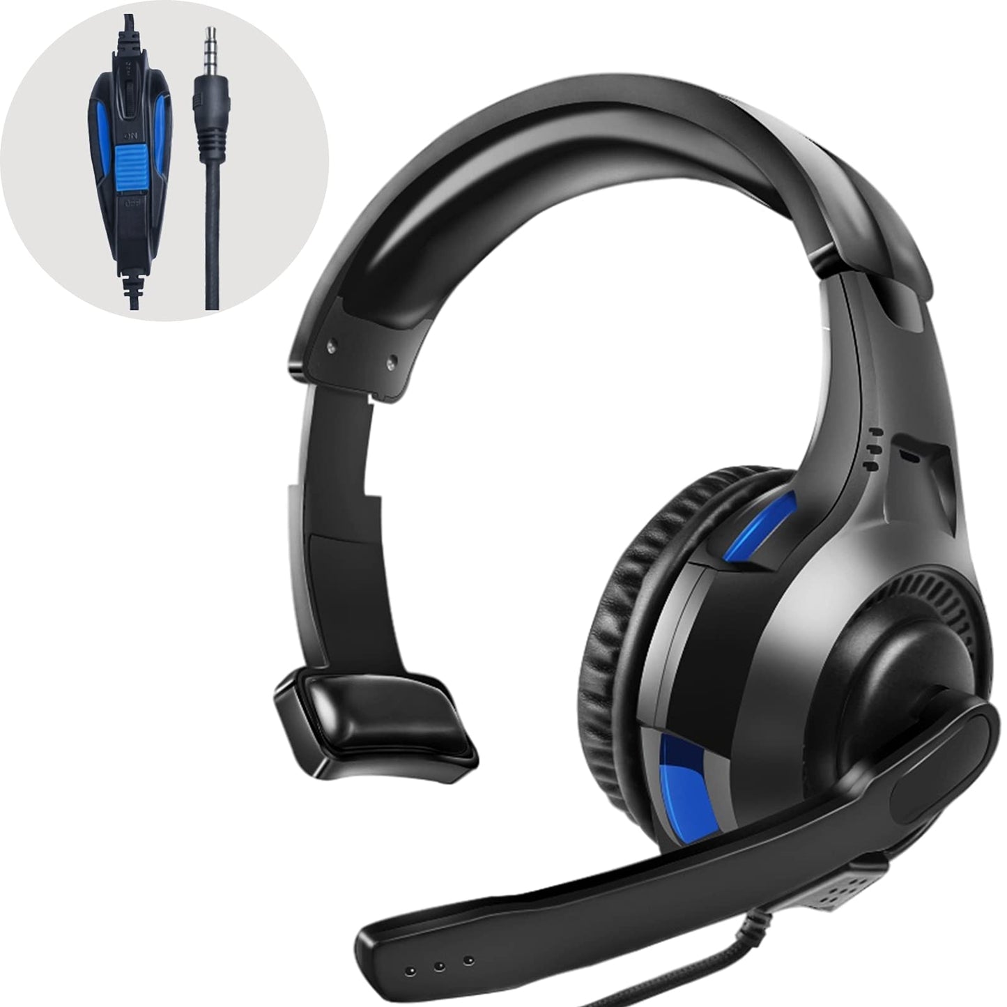 One Ear Gaming Headset for PS5/PS4/Xbox Series S/Xbox Series X Wired Online Game Unilateral Headset 50mm Drivers|Detachable Mic|3.5mm Headphone Jack for Switch Lite Xbox One Laptop/Phone