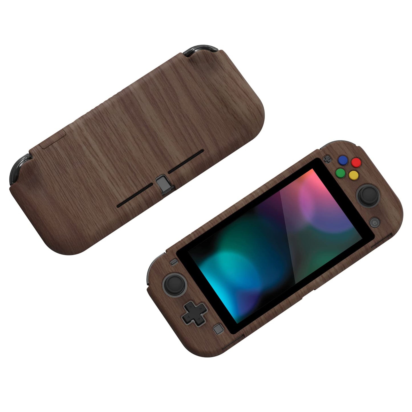 PlayVital ZealProtect Case for Nintendo Switch Lite - Hard Shell, Ergonomic Grip, Wood Grain, Includes Screen Protector & Thumb Caps
