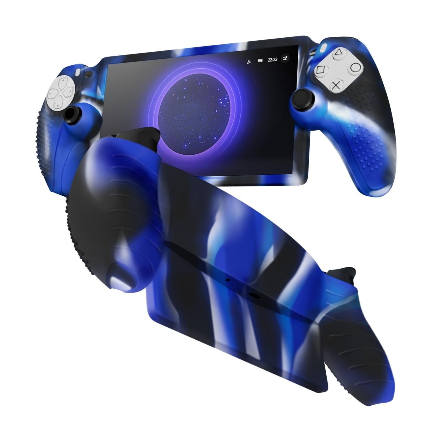 TNP Protective Silicone Cover Case for PlayStation Portal - Protector Skin Cover for PS Portal Shell with Anti-Slip Shock-Absorption Anti-Fingerprint Scratch-Resistant Camouflage Blue