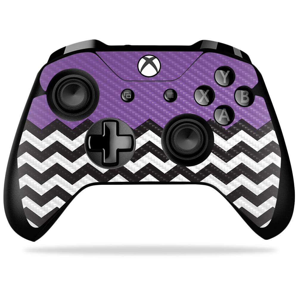 MightySkins Carbon Fiber Skin for Microsoft Xbox One X Controller - Purple Chevron | Protective Durable Textured Carbon Fiber Finish | Easy to Apply Remove and Change Styles | Made in The USA