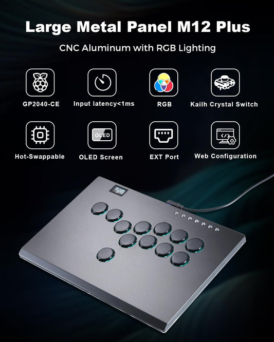 ONEED Haute42 Leverless Arcade Stick M12 Plus - Black, Aluminum, for PC/PS3/PS4/Switch, Hot Swap & SOCD Support