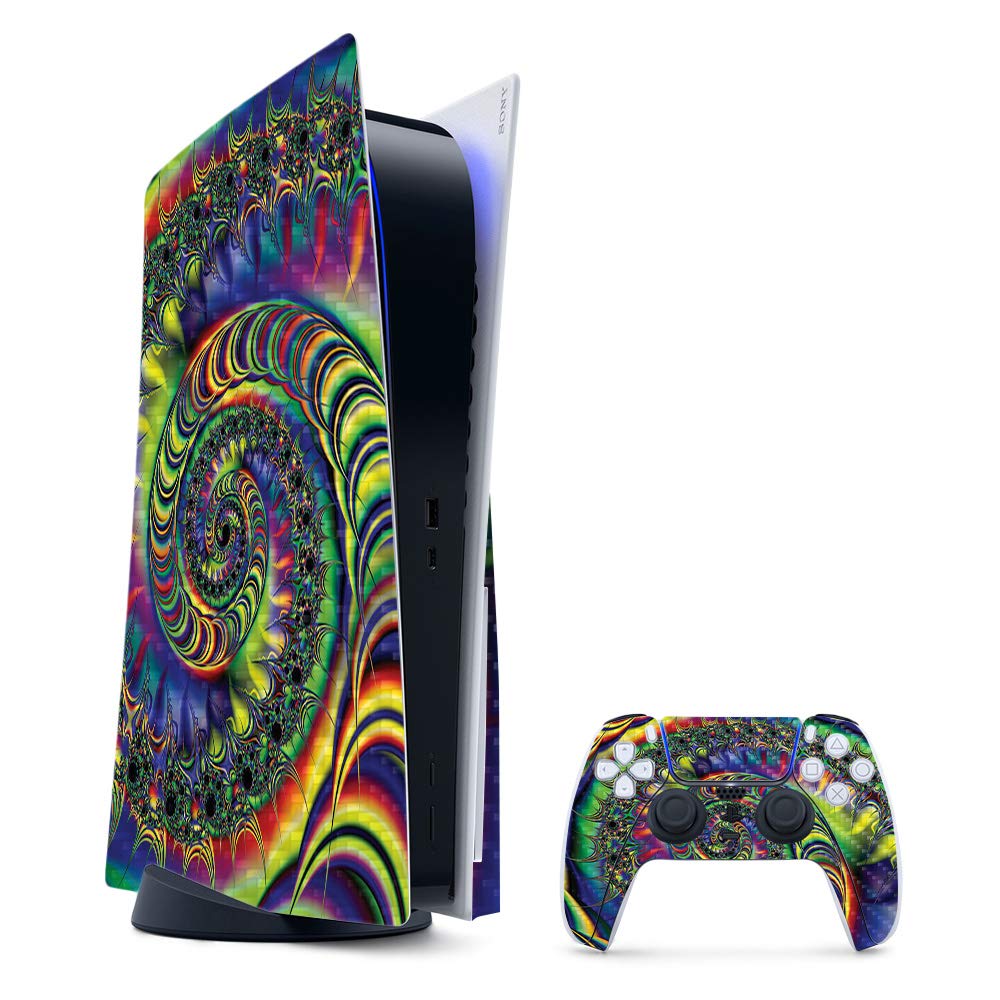 MightySkins Carbon Fiber Gaming Skin for PS5 / PlayStation 5 Bundle - Acid | Durable Textured Carbon Fiber Finish | Easy to Apply and Change Style | Made in The USA