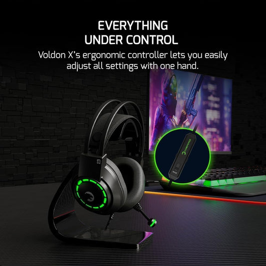 GAMEPOWER Voldon X Wired Gaming Headset - 3.5mm Jack, 50MM Drivers, Noise Cancelling Mic, Black, PS4/PS5/Xbox Compatible