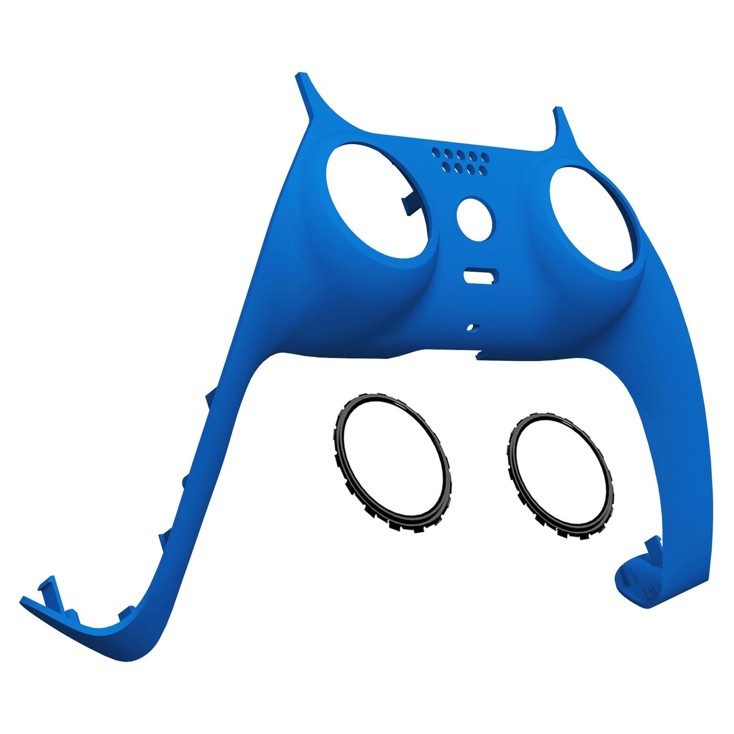 eXtremeRate Blue Decorative Trim Shell Compatible with p s 5 Controller Soft Touch DIY Replacement Clip Shell Custom Plates Cover Compatible with p s 5 Controller with Accent Rings