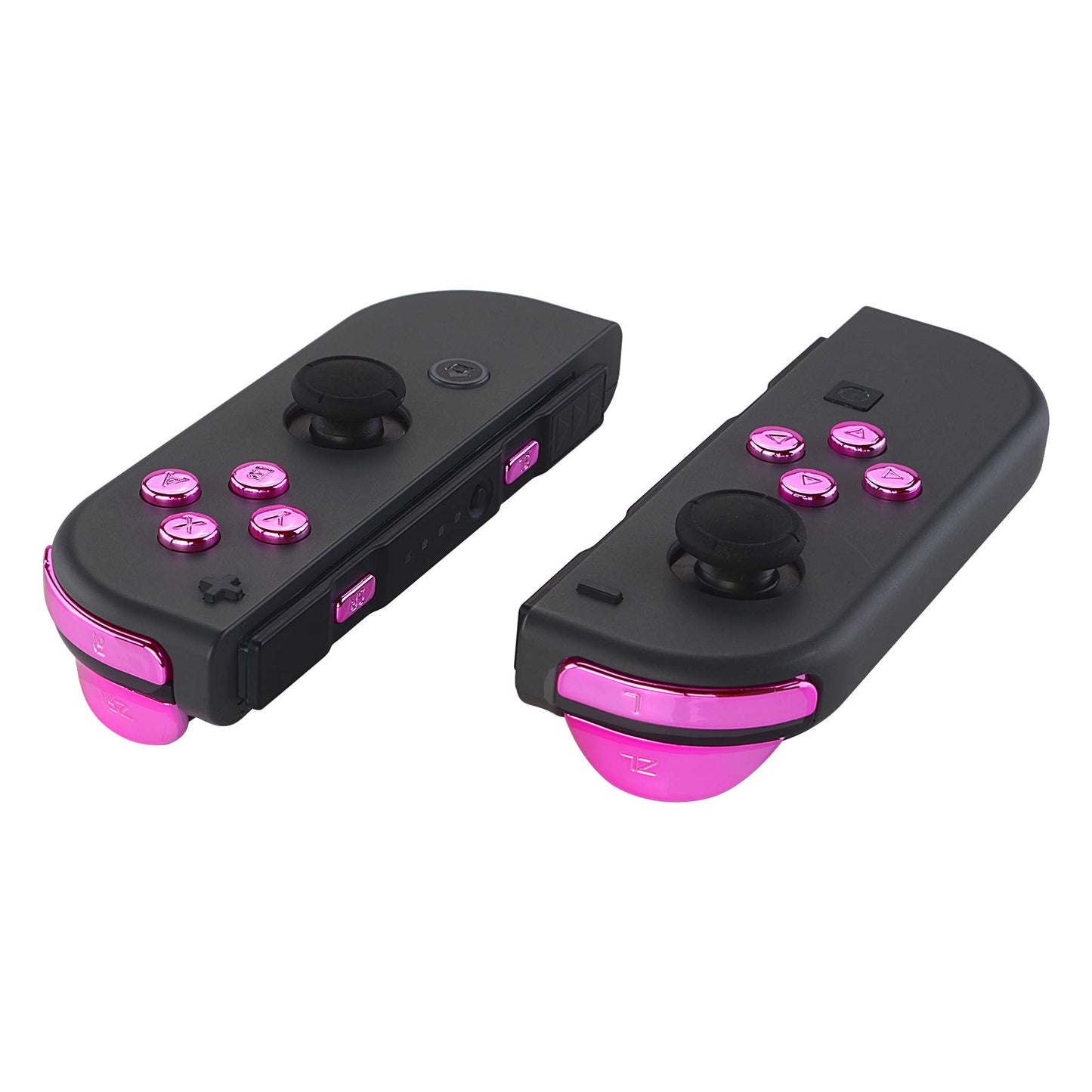 eXtremeRate DIY Full Set Buttons for Nintendo Switch & Switch OLED Chrome Pink Glossy Replacement Buttons for JoyCon ABXY Direction Keys SR SL L R ZR ZL + - Home Capture Trigger Buttons Springs
