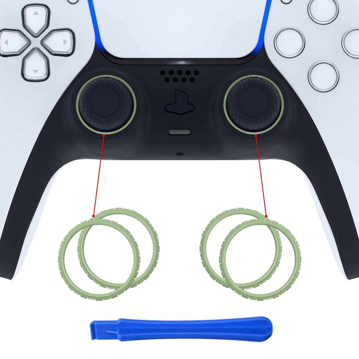 eXtremeRate Matcha Green Replacement Accessories for PS5 Controller - Custom Accent Rings (Controller NOT Included)