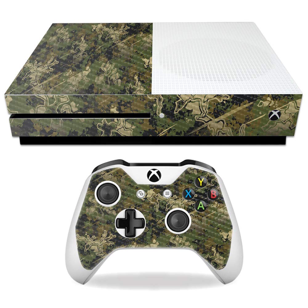 MightySkins Carbon Fiber Skin for Microsoft Xbox One S - Viper Woodland | Protective Durable Textured Carbon Fiber Finish | Easy to Apply Remove and Change Styles | Made in The USA