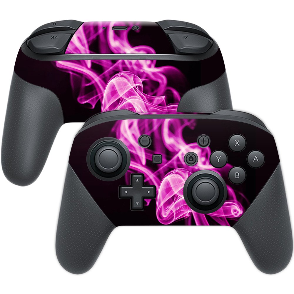MightySkins Skin Compatible with Nintendo Switch Pro Controller - Pink Flames | Protective, Durable, and Unique Vinyl Decal wrap