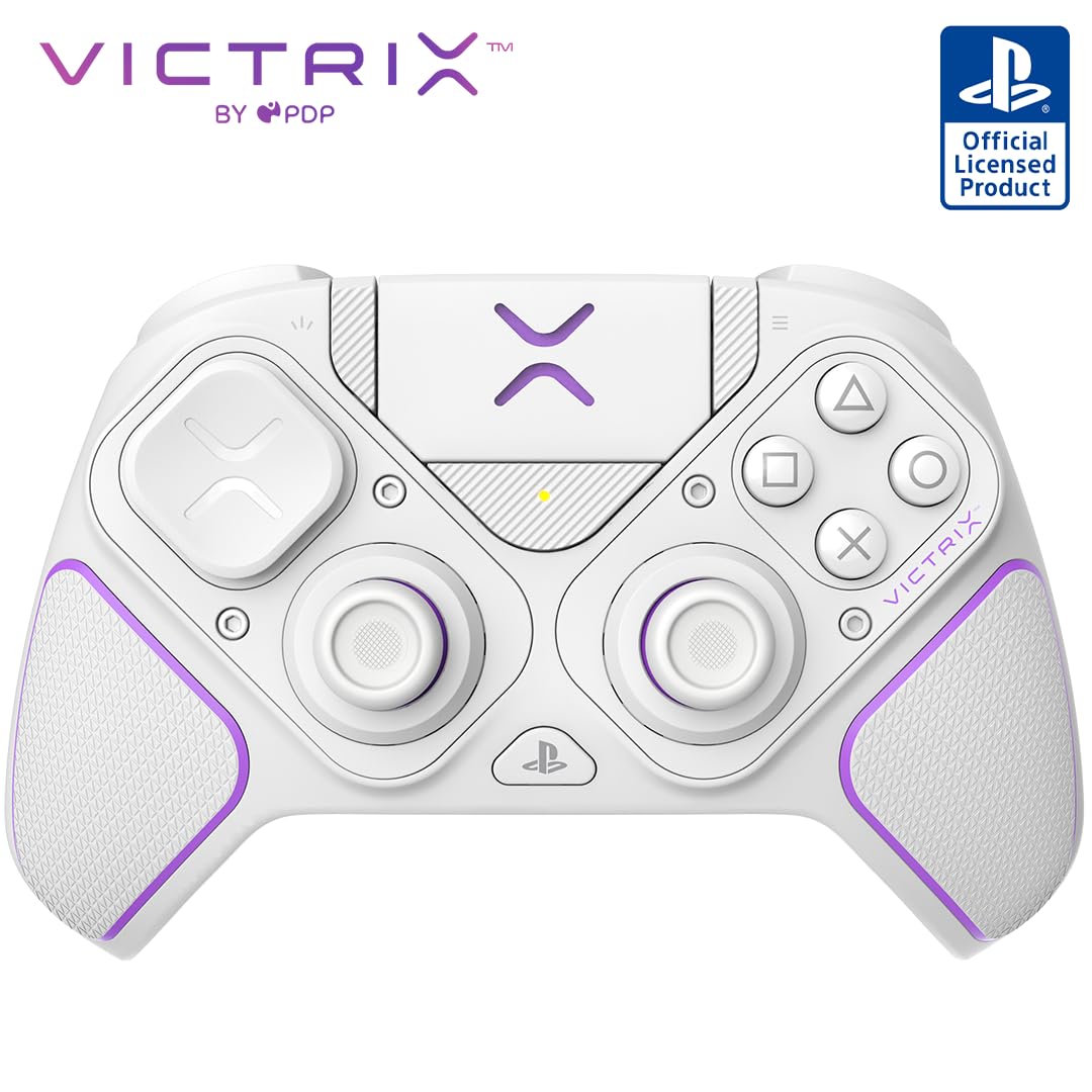 PDP Victrix Pro BFG Wireless Gaming Controller for Playstation 5 / PS5 PS4 PC Modular Esports Gamepad Remappable Buttons Customizable Triggers/Paddles/D-Pad/Fightpad PC App White