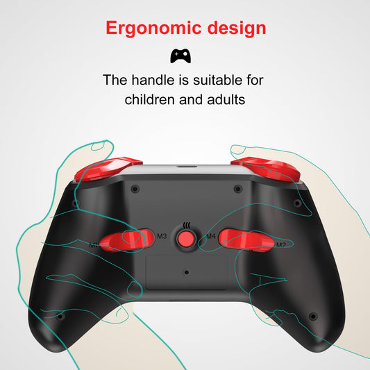 GCHT GAMING Wireless Switch Controller - Turbo Motion Vibration, Compatible with Nintendo Switch/OLED/PC/Android/iOS, Black, Model 5246-b