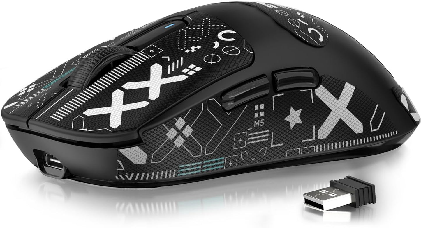 MANBASNAKE Attack Shark X3 Wireless Gaming Mouse 49g Lightweight Triple Mode Ergonomic Computer Mouse PAW3395 26K DPI Sensor 200h Battery Life Griptape Programmable Buttons for PC/Laptop/Mac/Win