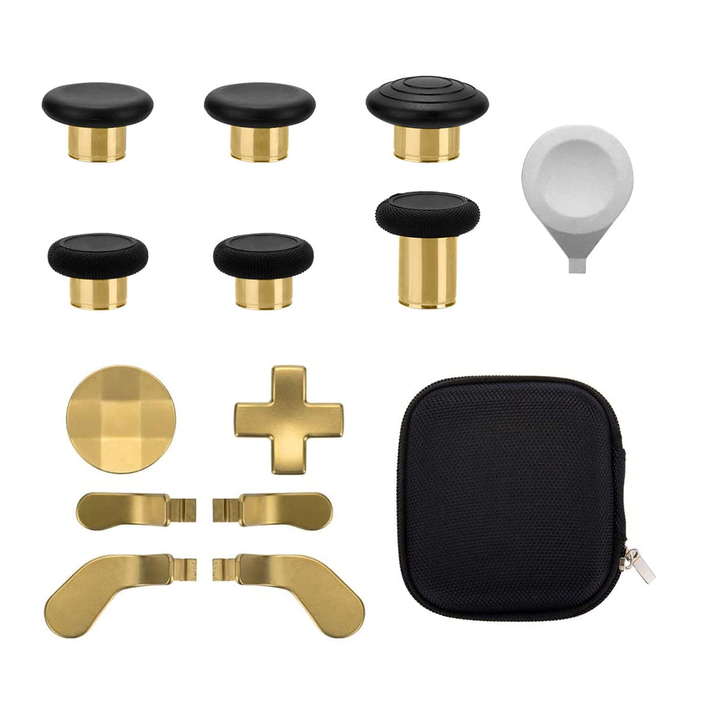 13 in 1 Metal Thumbsticks for Xbox One Elite Series 2 Elite Series 2 Controller Accessory Parts Gaming Accessory Replacement Metal Mod 6 Swap Joystick 4 Paddles 2 D-Pads 1 Tool (Plating Gold)