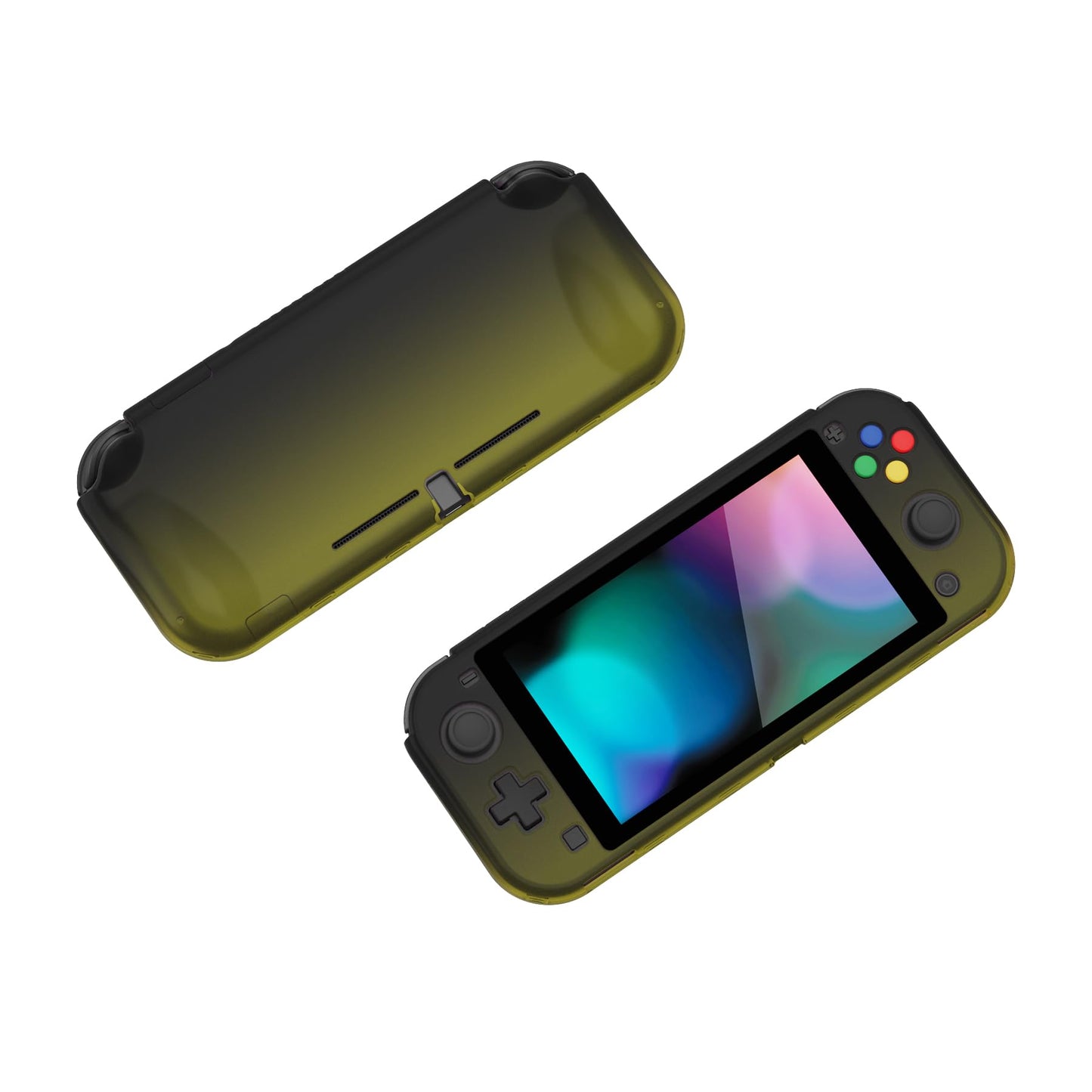 PlayVital ZealProtect Case for Nintendo Switch Lite - Ergonomic Grip, Shock-Absorbent, Anti-Scratch, Gradient Black Yellow, Model PSLYP3014