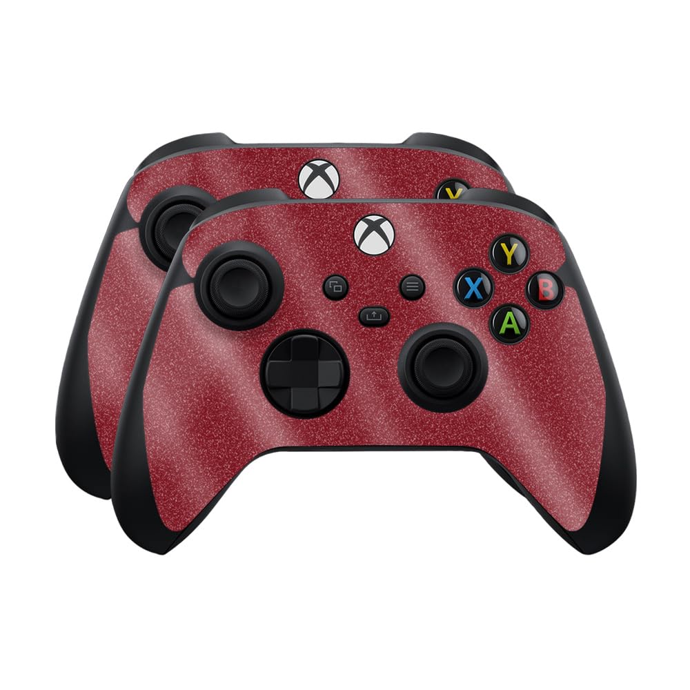 Glossy Glitter Skin Compatible with Microsoft Xbox Series X|S Controller (2 Pack) - Solid Burgundy - Premium 3M Vinyl Protective Wrap Decal Cover - Easy to Apply | Crafted in The USA by MightySkins