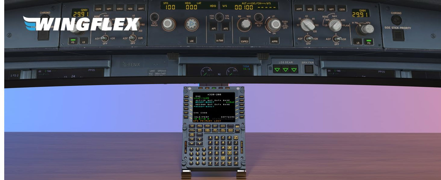 WINGFLEX Airbus A320 MCDU for Flight Simulator - IPS HD Screen, Auto Brightness, Plug-and-Play, A32WX Model, Grey