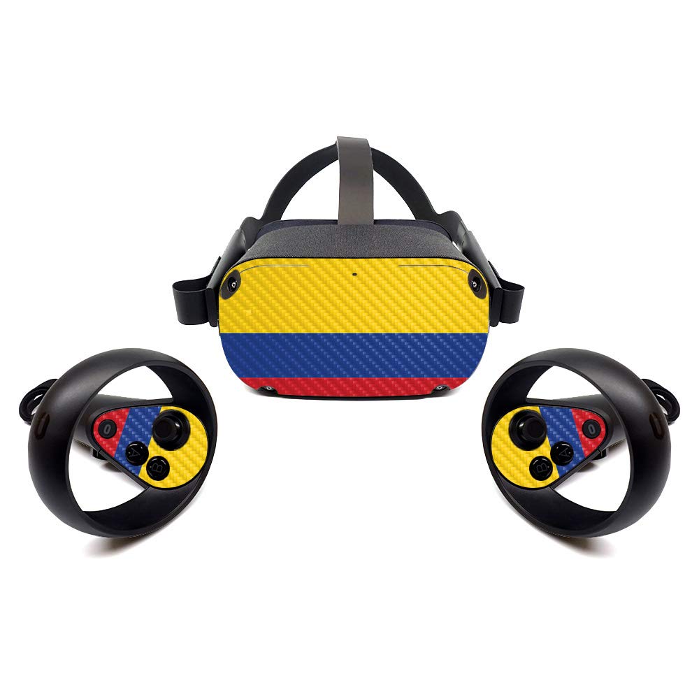 MightySkins Carbon Fiber Skin for Oculus Quest - Colombian Flag | Protective Durable Textured Carbon Fiber Finish | Easy to Apply Remove and Change Styles | Made in The USA