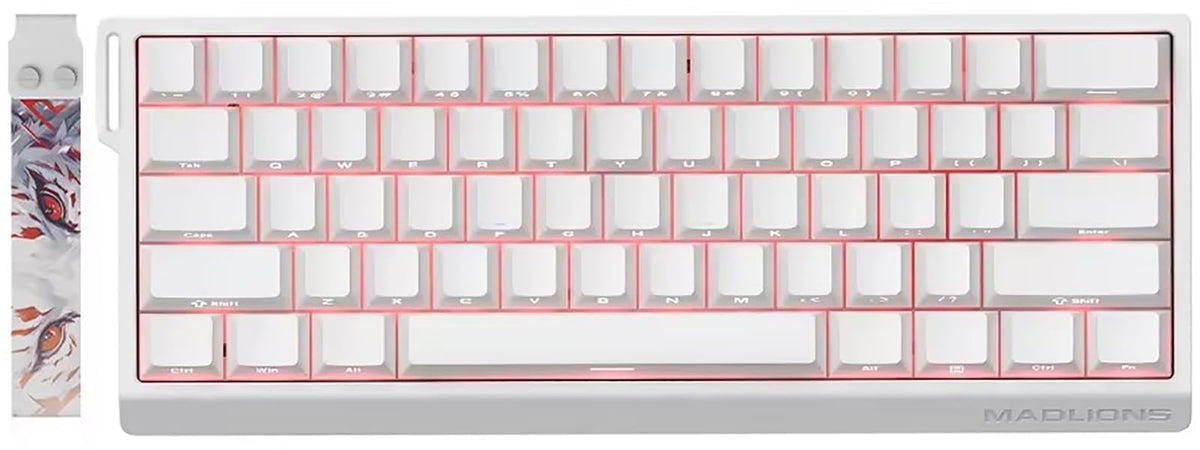 Hyekit x FGG MADLIONS MAD 60 HE RGB 60% Wired Magnetic Switch Gaming Keyboard with Adjustable Actuation 8000 Hz Polling Rate Rapid control button Mode Hall Effect Switches for PC/Mac White