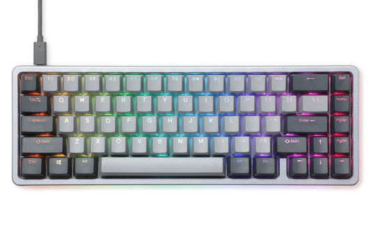 DROP ALT High-Profile 65% Mechanical Keyboard - Hot-Swap, RGB Backlit, Aluminum Frame, Halo Clear Switches, Gray, Model MDX-31828-1