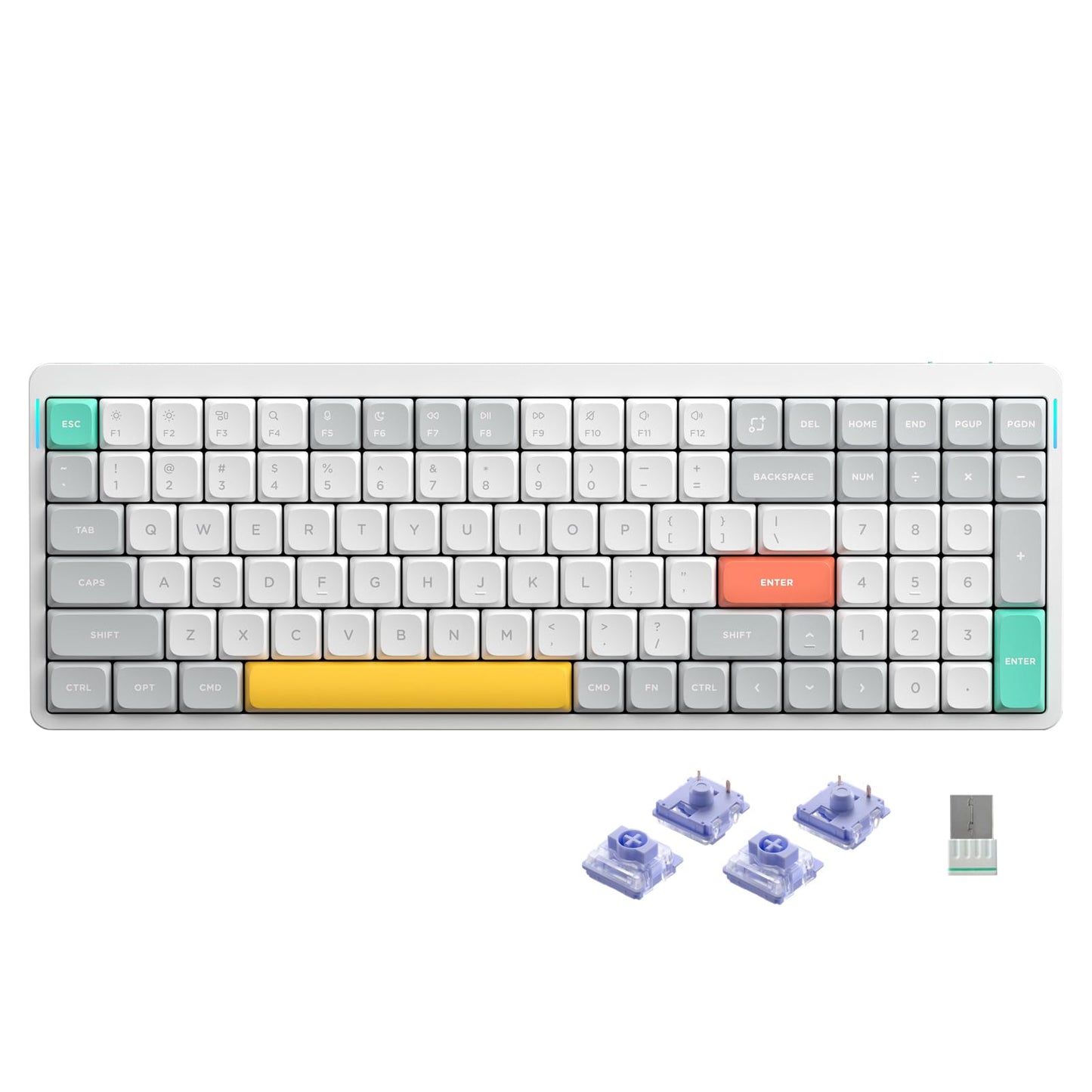 nuphy Air96 V2 Wireless Mechanical Keyboard 100 Keys Gaming Keyboard Supports Bluetooth 5.1 2.4G and Wired Connection for PC/Laptop/Windows/Mac -White Gateron Wisteria Switch
