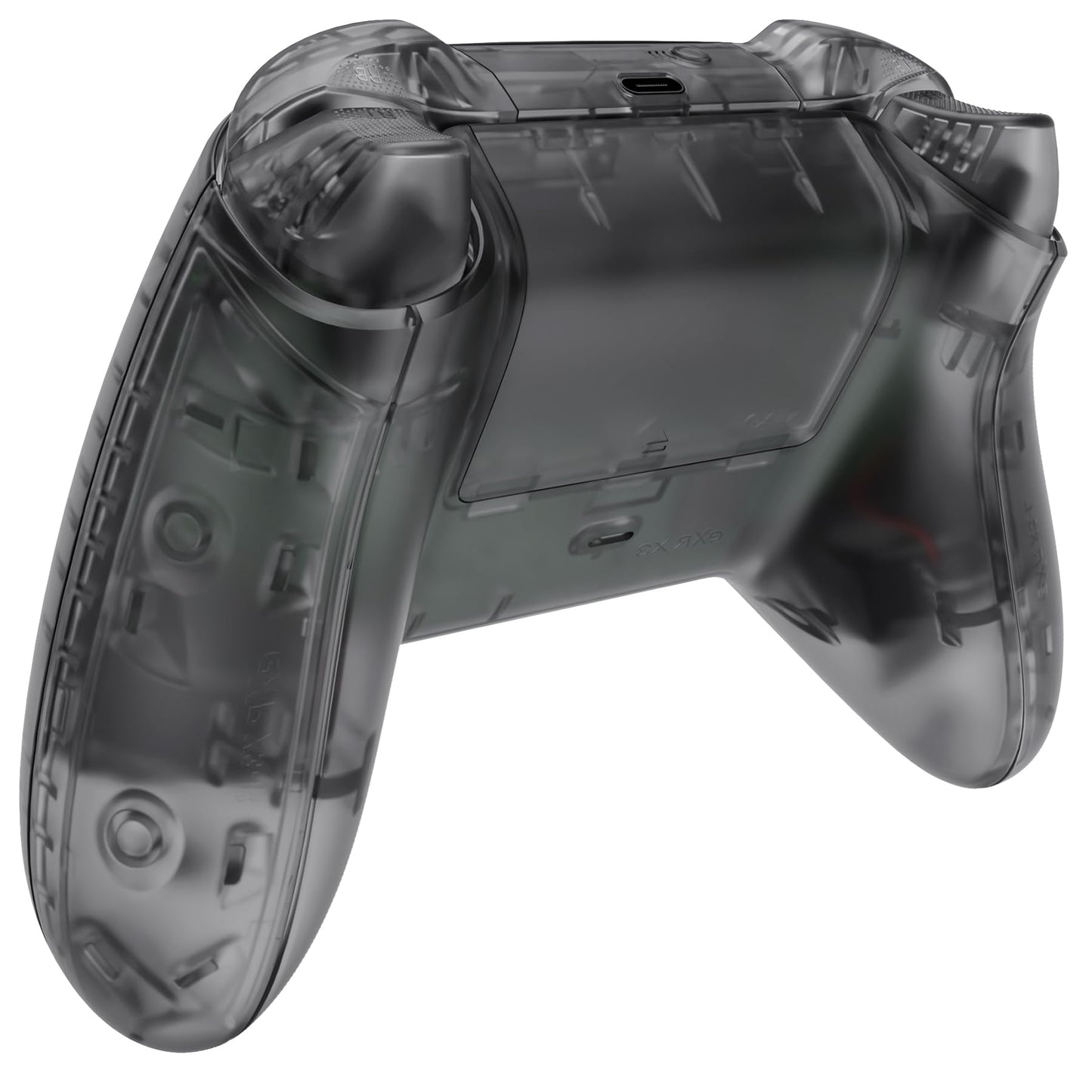 eXtremeRate Clear Black Full Set Shell Buttons for Xbox Series X & S - Replacement Side Rails Grips & Front Back Plate Cover, Model QX3M507