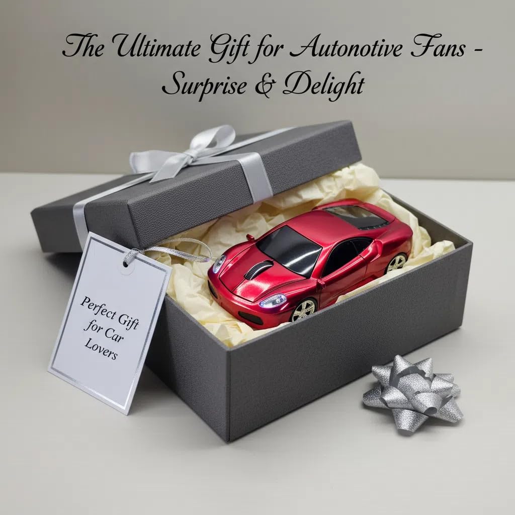 SDGSQHA Wireless USB Optical Mouse, 1600 DPI, 10m Range, Plug and Play, Red, Model BN002