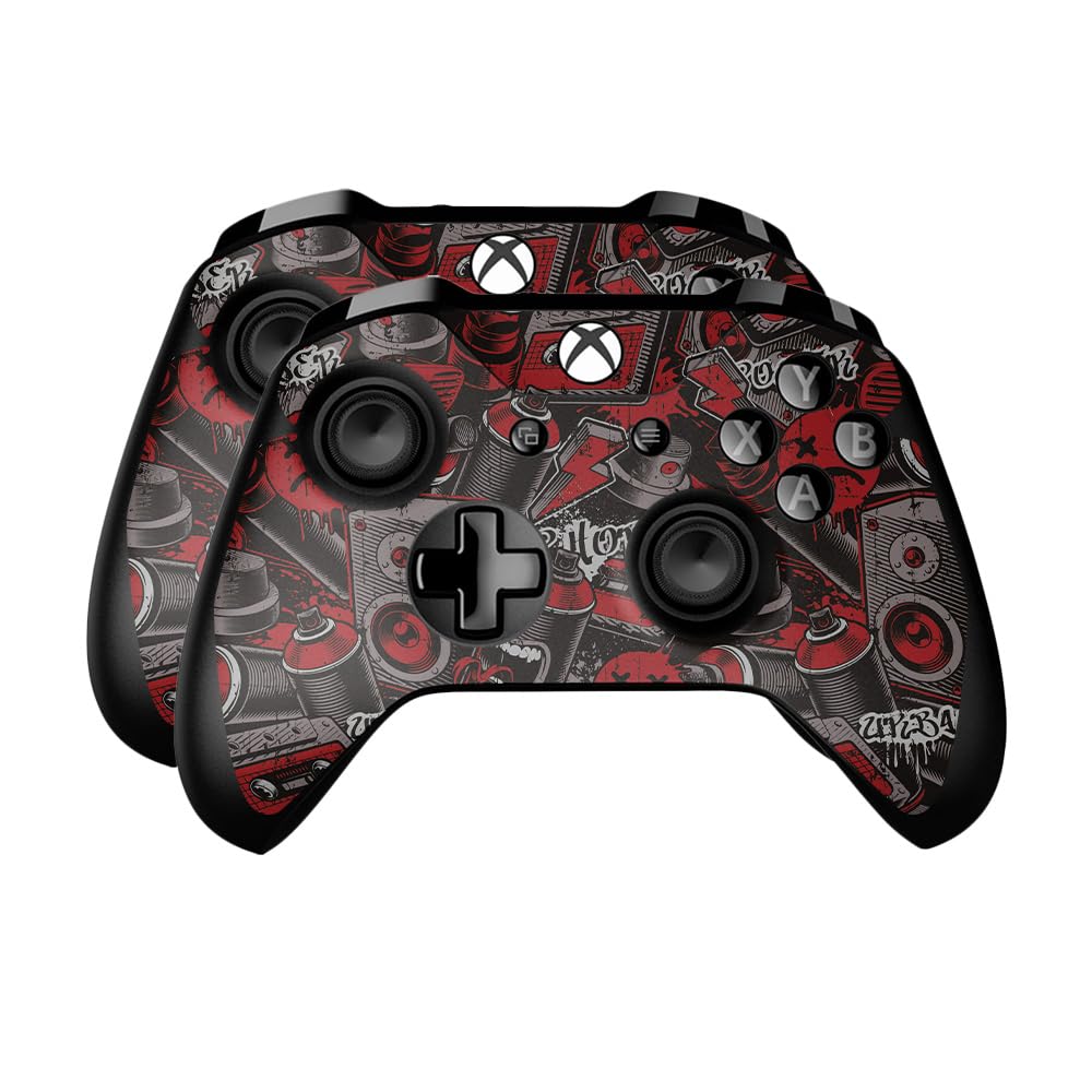 Skin Compatible with Microsoft Xbox One Controller (2 Pack) - Red Hip Hop - Premium 3M Vinyl Protective Wrap Decal Cover - Easy to Apply | Crafted in The USA by MightySkins