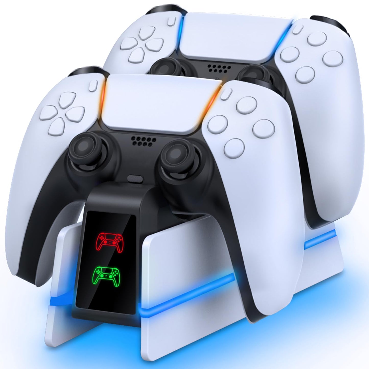 PS5-Controller-Charger-Station - Charging Station for PlayStation 5 Dualsense/Edge Controller with 9 Color Led Light Fast Charging Dock & Holder Charger Stand for PS5/Slim/Pro Remote Accessories