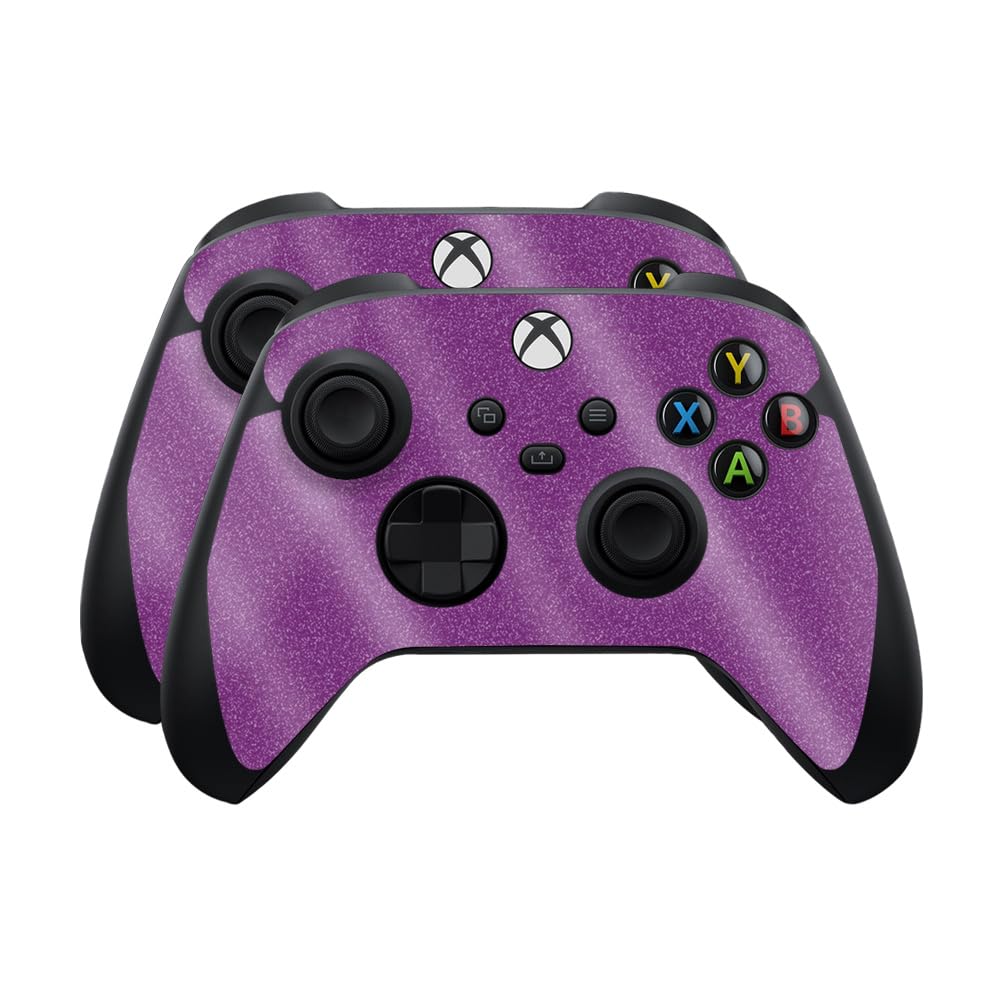 Glossy Glitter Skin Compatible with Microsoft Xbox Series X|S Controller (2 Pack) - Solid Purple - Premium 3M Vinyl Protective Wrap Decal Cover - Easy to Apply | Crafted in The USA by MightySkins
