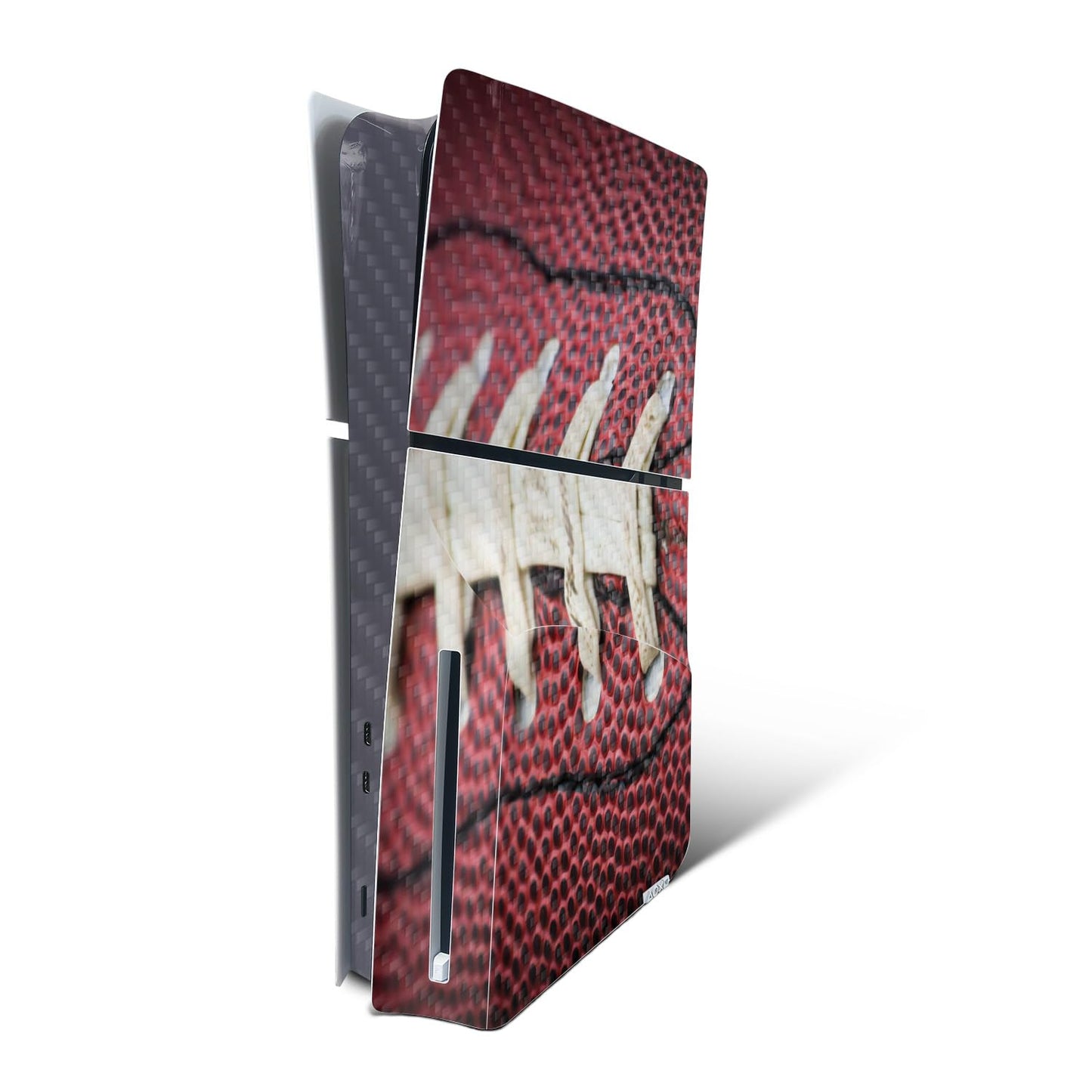 MightySkins Carbon Fiber Skin for PS5 Playstation 5 Slim Disc Edition Console Only - Football Laces Protective Durable Textured Carbon Fiber Finish Easy to Apply Made in The USA