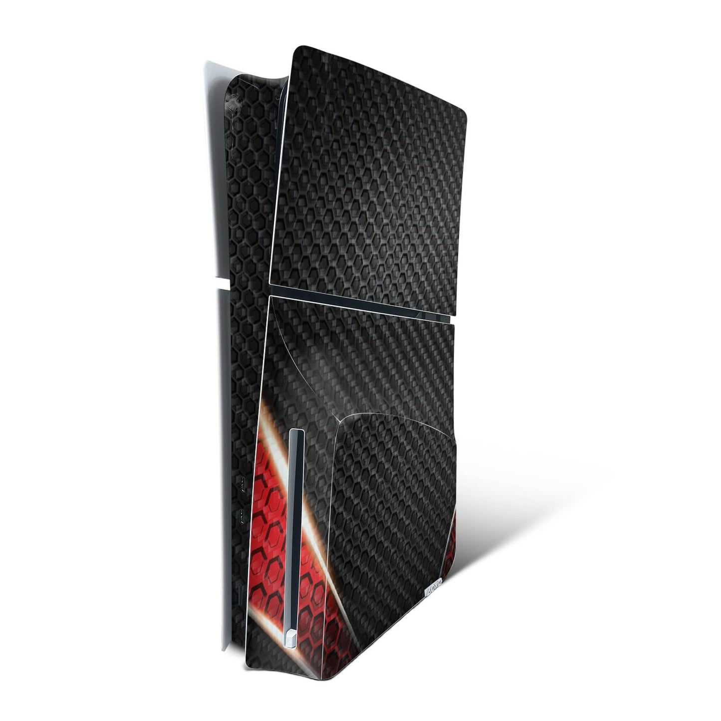 MightySkins Carbon Fiber Skin for PS5 Playstation 5 Slim Disc Edition Console Only - Hex Rays Protective Durable Textured Carbon Fiber Finish Easy to Apply Made in The USA