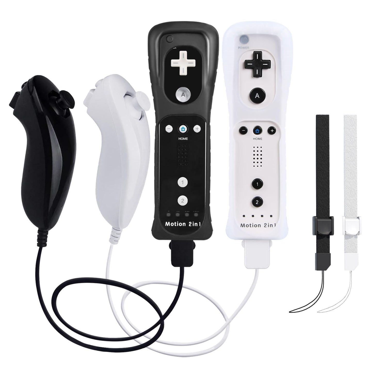 2 Pack Wii Controllers with Motion Plus includes Black and White Wii Remotes and Wii Nunchucks