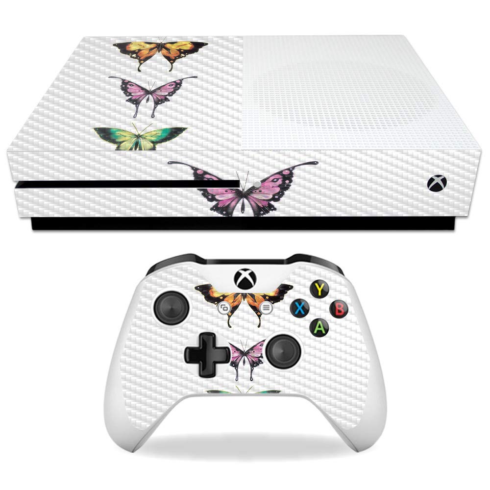 MightySkins Carbon Fiber Skin for Microsoft Xbox One S - Flutter by | Protective Durable Textured Carbon Fiber Finish | Easy to Apply Remove and Change Styles | Made in The USA