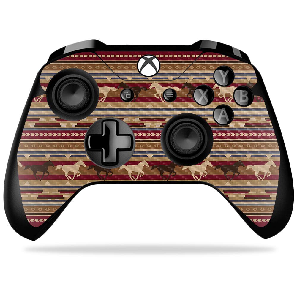 MightySkins Carbon Fiber Skin for Microsoft Xbox One X Controller - Western Horses | Protective Durable Textured Carbon Fiber Finish | Easy to Apply Remove and Change Styles | Made in The USA